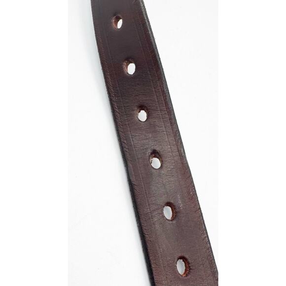 Al Stohlman Leather Belt Womens Size 34 Brown Floral Tooled Silver Buckle 1\